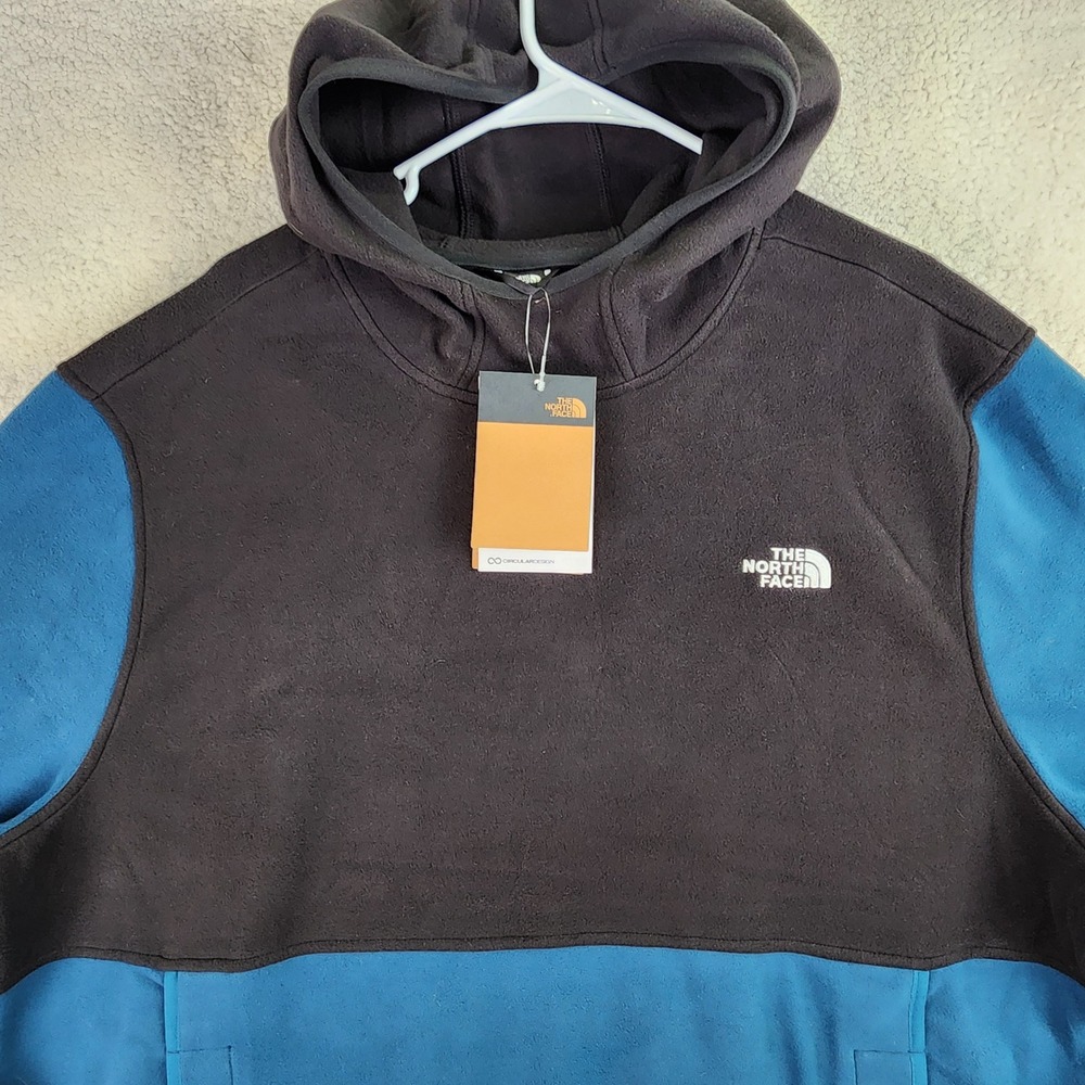 The North Face TKA Glacier Hoodie Men XXL Blue Black Gorpcore Outdoor Fleece‎ - Picture 2 of 13